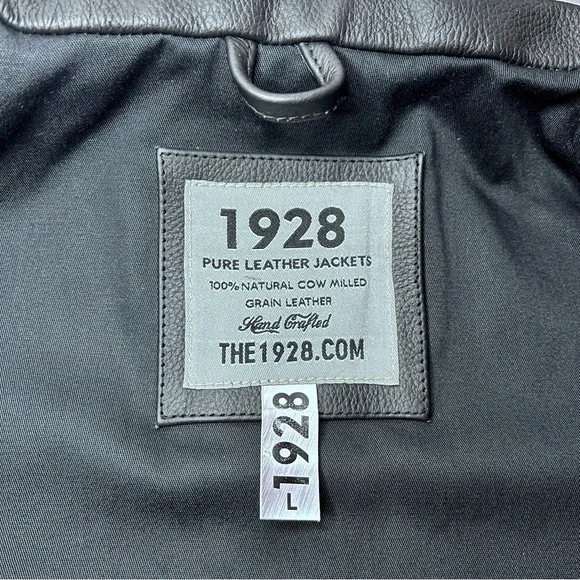 *CUSTOM* Mens Black Cafe Racer Leather Jacket With White Stripes Size L - Picture 7 of 15